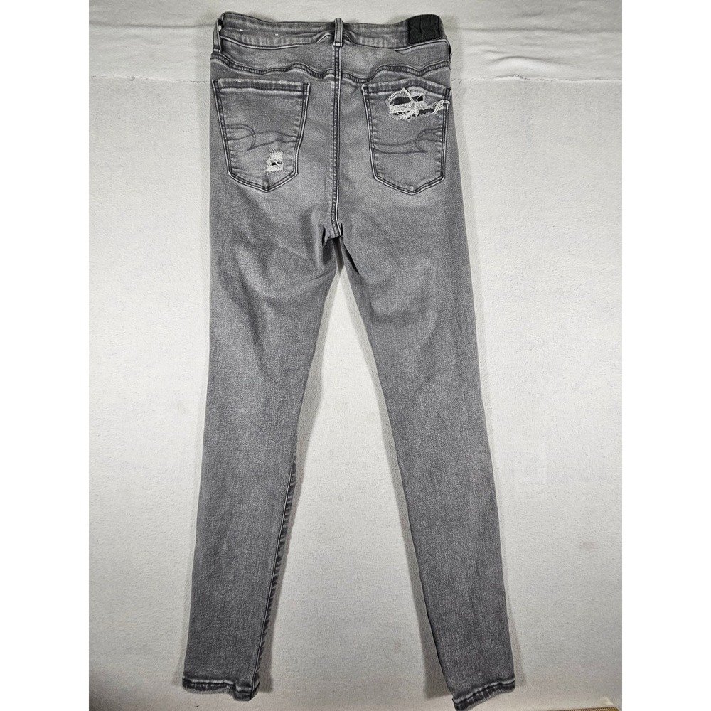 American Eagle Super Hi-Rise Jegging Gray Distressed Next Level Stretch Size 6 - Picture 10 of 12